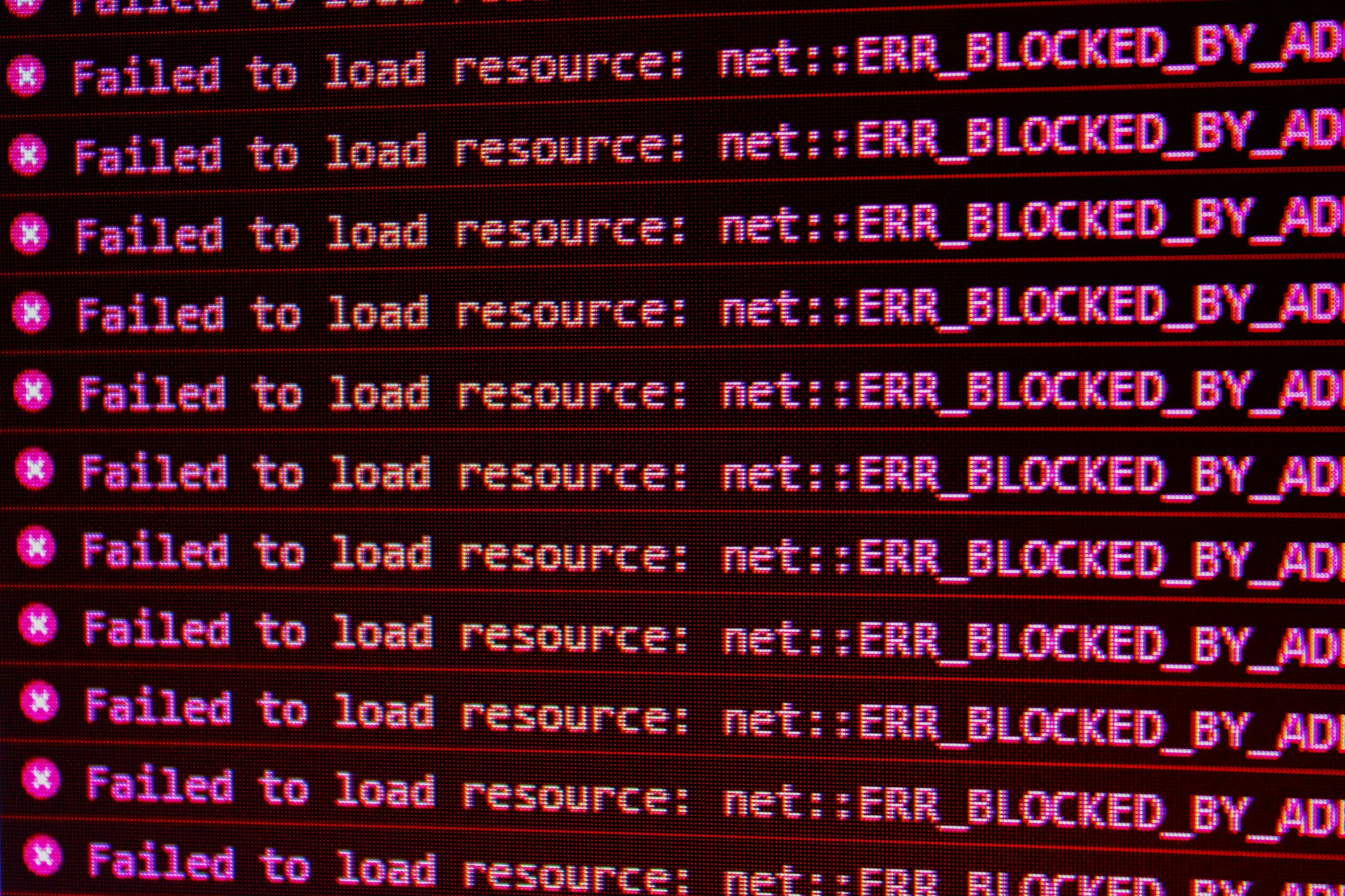 Hacking and error code on a computer screen